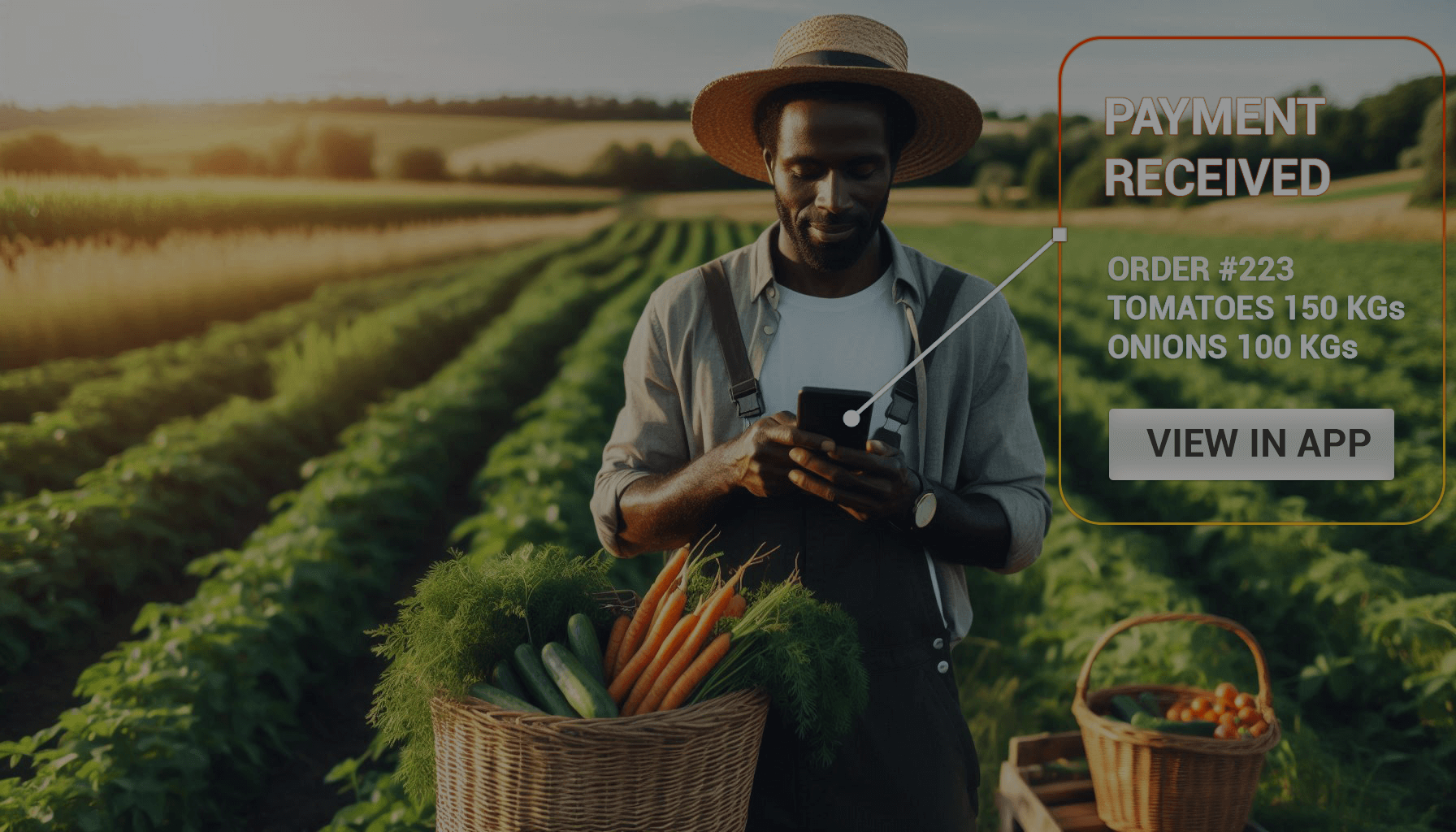 Farmer using mobile app